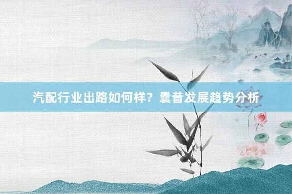 汽配行业出路如何样？曩昔发展趋势分析
